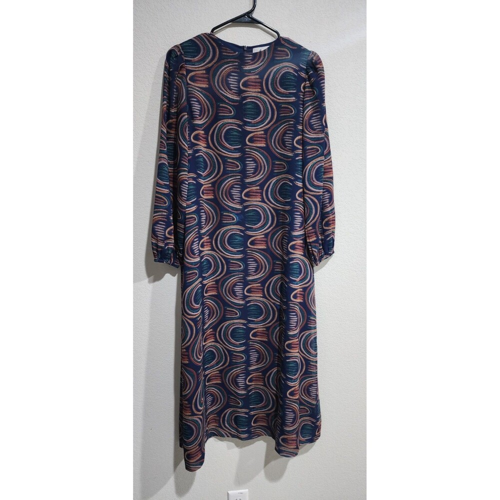 Vtg LILAC CLOTHING Size S Womens Multicolor Long Sleeve Sheath Maxi Dress